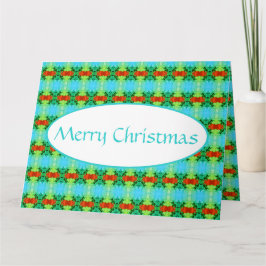 Tarjeta De Agradecimiento Navidades verde azulados Y Rojos