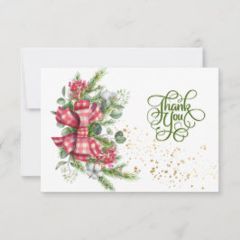 Tarjeta De Agradecimiento Navidades verdes, bayas rojas Gracias