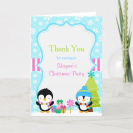 Tarjeta De Agradecimiento Navidades Winter Cute Penguins Gracias