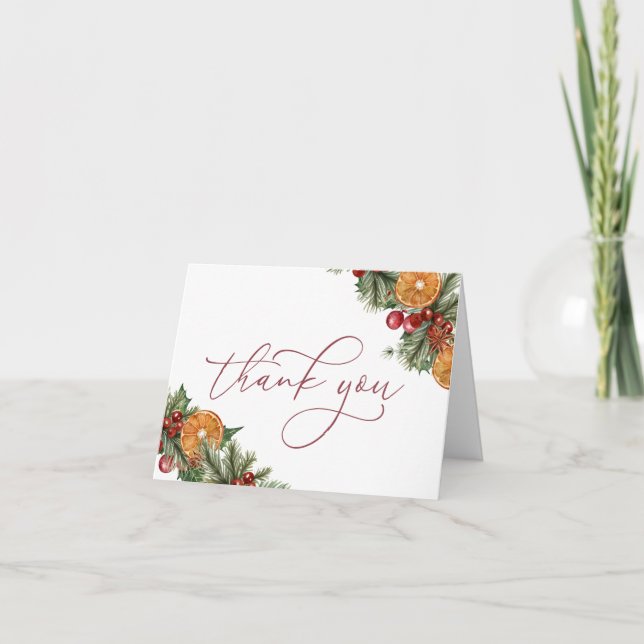 Tarjeta De Agradecimiento Navidades Winter Floral Bridal Shower (Anverso)
