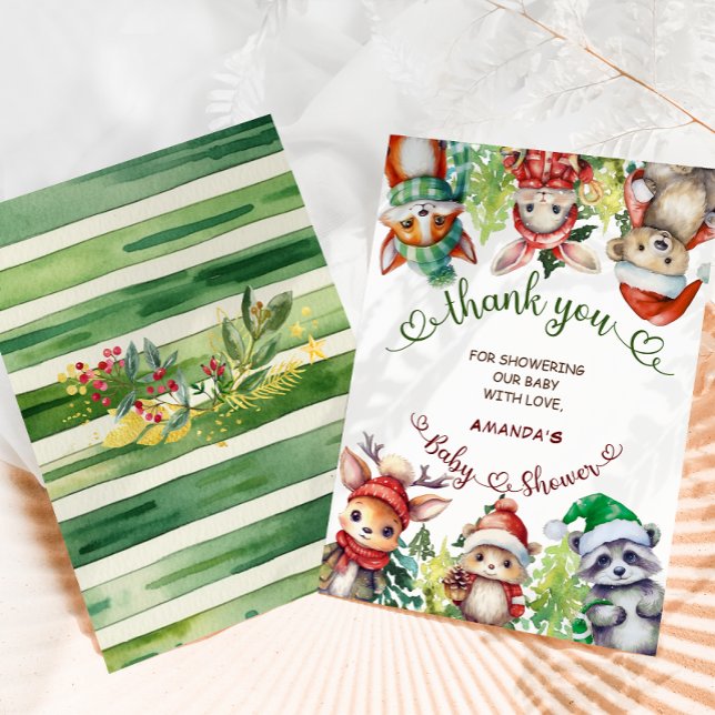 Tarjeta De Agradecimiento Navidades Winter Woodland Animals Baby Shower (Subido por el creador)