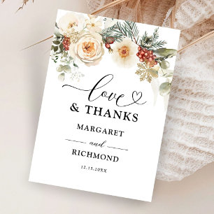 Tarjeta De Agradecimiento Navidades Wreath Winter Wedding Gracias Cartas