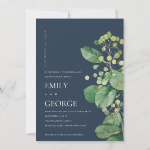 TARJETA DE AGRADECIMIENTO NAVY BERRY LEAF FOLIAGE NOSOTROS INVITAMOS EL KNOT