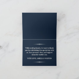 Tarjeta De Agradecimiento Navy Blue and Ivory Elegant Monogram Wedding