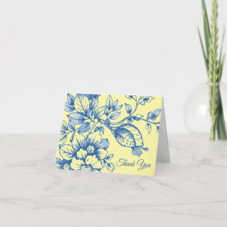 Tarjeta De Agradecimiento Navy Blue and Yellow Floral Thank You Card
