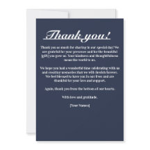 Tarjeta de agradecimiento Navy Blue Atemporal Eleg