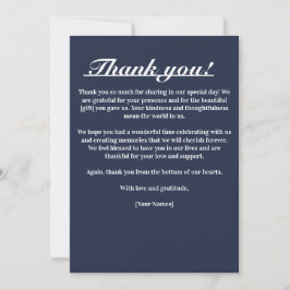 Tarjeta de agradecimiento Navy Blue Atemporal Eleg