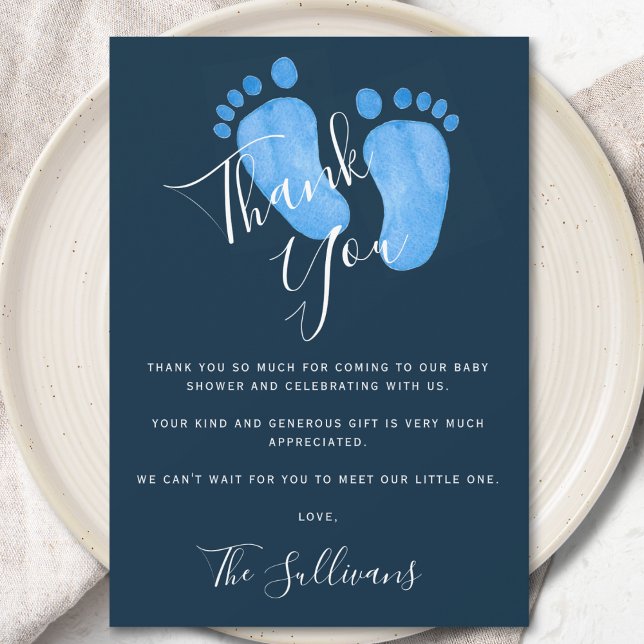 Tarjeta De Agradecimiento Navy Blue Baby Shower (Subido por el creador)