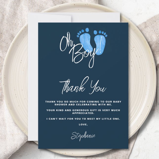 Tarjeta De Agradecimiento Navy Blue Baby Shower (Subido por el creador)