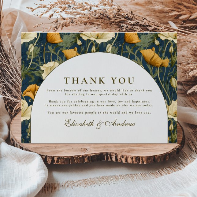 Tarjeta De Agradecimiento Navy Blue Floral Arch Elegant Wedding (Subido por el creador)