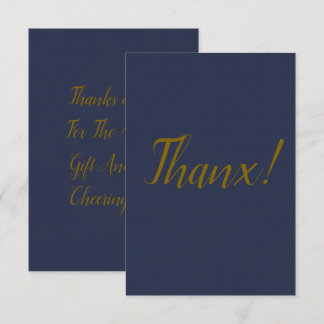 Tarjeta de agradecimiento Navy Blue Gold Script Th