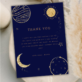 Tarjeta De Agradecimiento Navy Blue Space Moon Star Boy Baby Shower