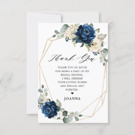 Tarjeta De Agradecimiento Navy Gold Champagne Marfil Geometric Bridal Shower