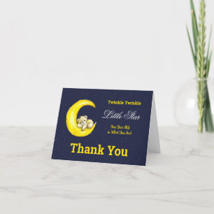 Tarjeta De Agradecimiento Navy Gold Twinkle Little Star Primer cumpleaños
