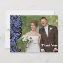 Tarjeta De Agradecimiento Navy Paisley Peacock Gracias Cartas su foto