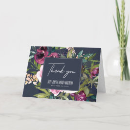 TARJETA DE AGRADECIMIENTO NAVY RUBOR BURGUNDY GREEN FLORAL BUNCH BODA