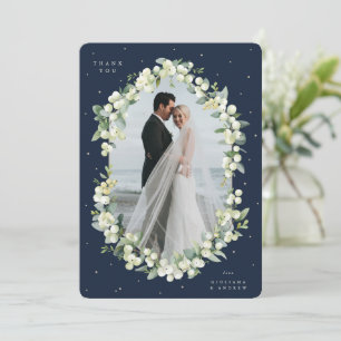 Tarjeta De Agradecimiento Navy Snowberry+Eucalyptus Boda Flat Foto