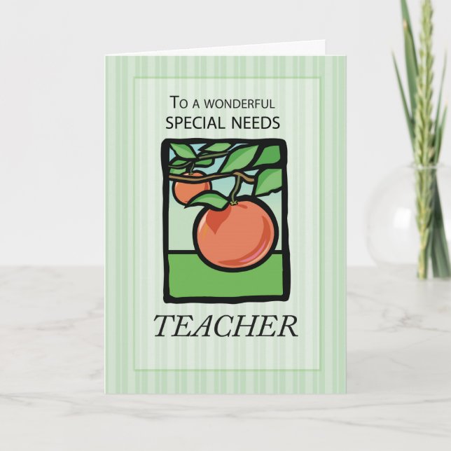 Tarjeta De Agradecimiento Necesidades Especiales Profesor Gracias, Apple (Anverso)