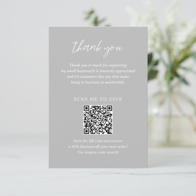 Tarjeta De Agradecimiento Negocio contemporáneo Minimalista Gris moderno de  (Anverso de pie)