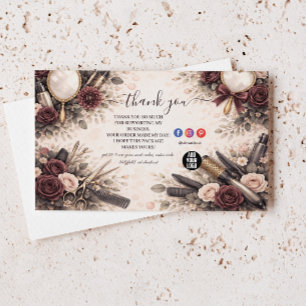 Tarjeta De Agradecimiento Negocio de Estilista de Peinado Floral Elegante