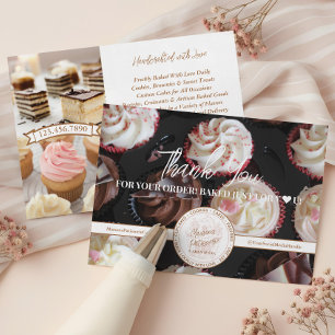 Tarjeta De Agradecimiento Negocio de Panadería de Cupcakes Foto Gracias por