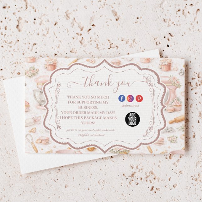 Tarjeta De Agradecimiento Negocio de Panadería Patisserie Rubor Elegante (Subido por el creador)