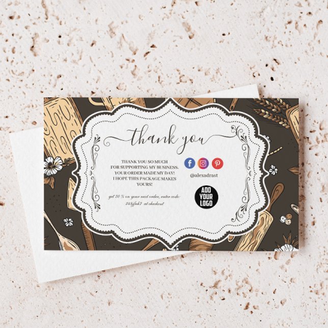 Tarjeta De Agradecimiento Negocio de Panadería Rústica (Subido por el creador)