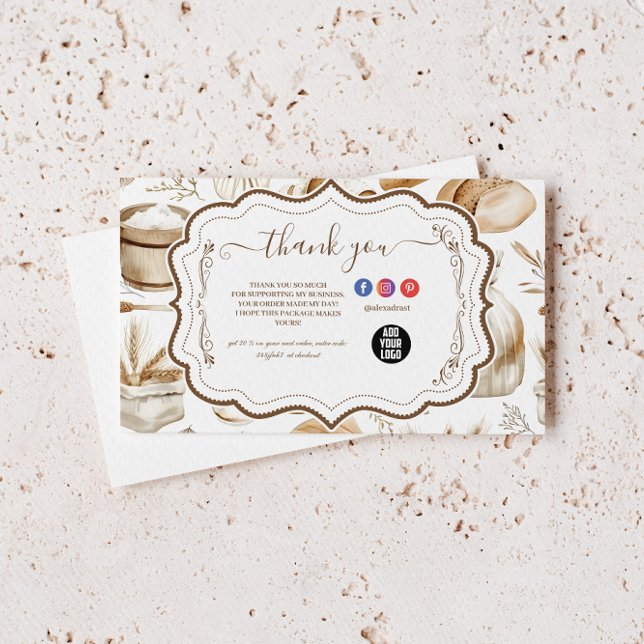 Tarjeta De Agradecimiento Negocio de Panadería Rústica (Subido por el creador)