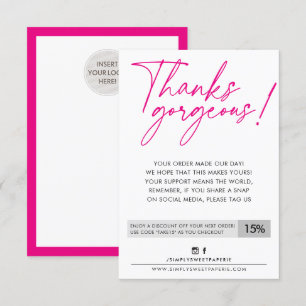 Tarjeta De Agradecimiento NEGOCIO DESCUENTO bolígrafo moderno bolígrafo rosa
