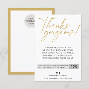 Tarjeta De Agradecimiento NEGOCIO DESCUENTO moderno bolígrafo lindo viejo or