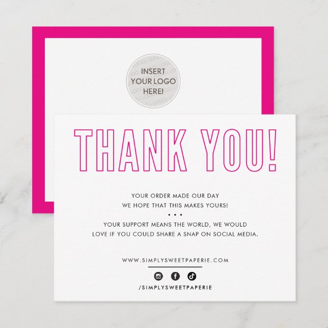 Tarjeta De Agradecimiento NEGOCIO GRACIAS HERMANA masculina urbana rosa (Anverso / Reverso)