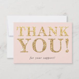 Tarjeta De Agradecimiento NEGOCIO GRACIAS logo moderno glamur inserto rosa