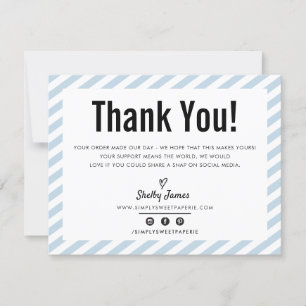 Tarjeta De Agradecimiento NEGOCIO GRACIAS LOGO moderno minimalista azul bebé