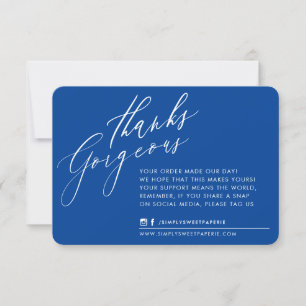 Tarjeta De Agradecimiento NEGOCIO GRACIAS moda caligrafía azul real