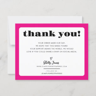 Tarjeta De Agradecimiento NEGOCIO GRACIAS moda logo moderno fuschia rosa