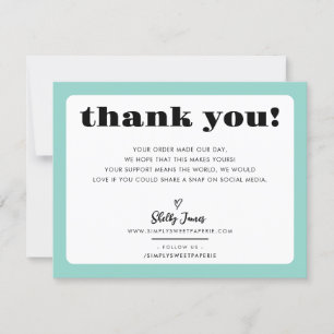 Tarjeta De Agradecimiento NEGOCIO GRACIAS moda logo moderno verde menta