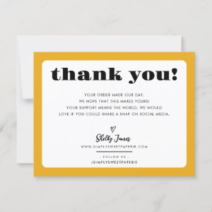 Tarjeta De Agradecimiento NEGOCIO GRACIAS moda logo mostaza moderna amarillo
