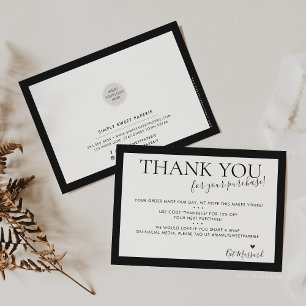 Tarjeta De Agradecimiento NEGOCIO GRACIAS moda moderna negrita blanco negro