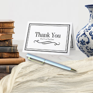 Tarjeta De Agradecimiento Negocio negro/blanco Minimalista brillante