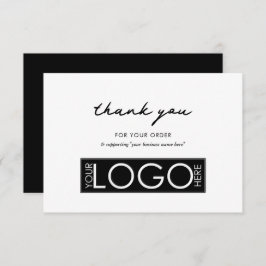 Tarjeta De Agradecimiento Negocio personalizado Gracias Logo Blanco negro