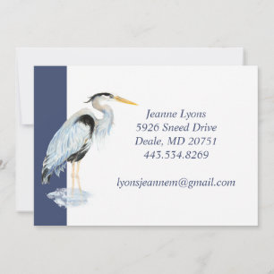 Tarjeta De Agradecimiento Negocio Personalizado Gran Garza Azul Ave Negocio 