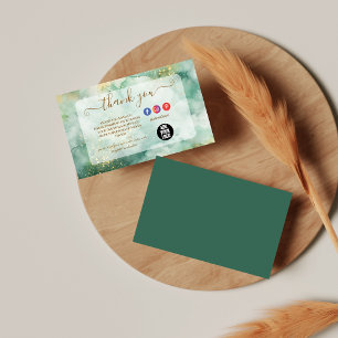 Tarjeta De Agradecimiento Negocios de mármol verde de lujo