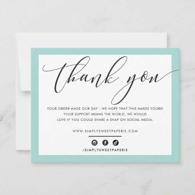 Tarjeta De Agradecimiento NEGOCIOS GRACIAS A LA elegante y moderna menta LOG (Anverso)