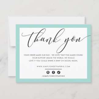 Tarjeta De Agradecimiento NEGOCIOS GRACIAS A LA elegante y moderna menta LOG