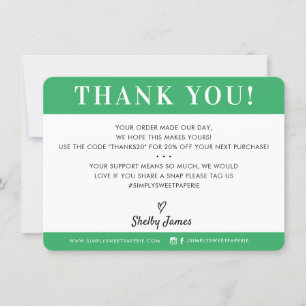 Tarjeta De Agradecimiento NEGOCIOS GRACIAS A LA Kelly Green profesional