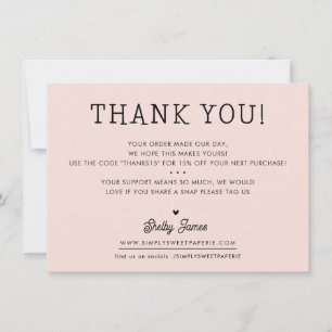 Tarjeta De Agradecimiento NEGOCIOS GRACIAS A LA moda simple color rosa rosa
