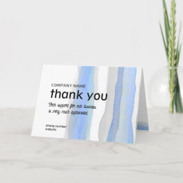 Tarjeta De Agradecimiento negocios gracias a las franjas acuarelas gris azul