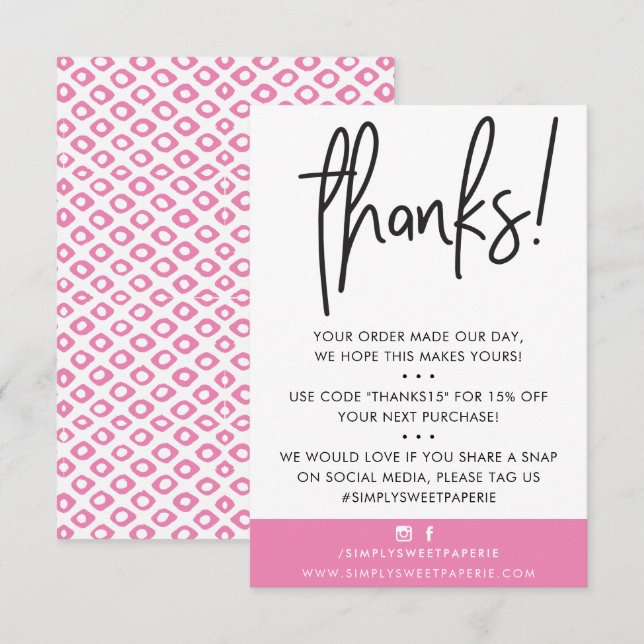 Tarjeta De Agradecimiento NEGOCIOS GRACIAS A LOS clientes modernos misil ros (Anverso / Reverso)