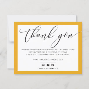 Tarjeta De Agradecimiento NEGOCIOS GRACIAS A USTED elegante LOGO amarillo mo