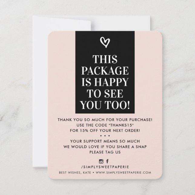 Tarjeta De Agradecimiento NEGOCIOS GRACIAS A USTED moderno negrita rosa negr (Anverso)